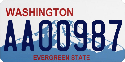 WA license plate AAO0987