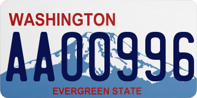 WA license plate AAO0996
