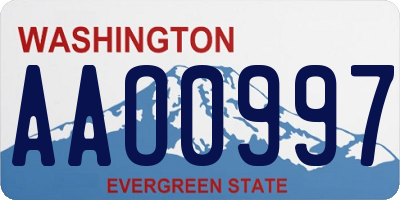 WA license plate AAO0997
