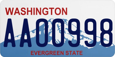 WA license plate AAO0998