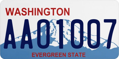 WA license plate AAO1007