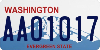 WA license plate AAO1017