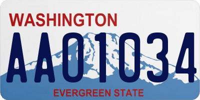 WA license plate AAO1034