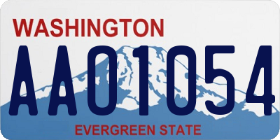 WA license plate AAO1054