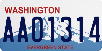 WA license plate AAO1314