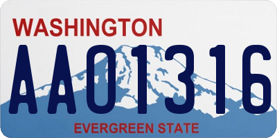 WA license plate AAO1316