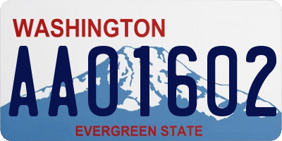 WA license plate AAO1602
