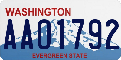 WA license plate AAO1792