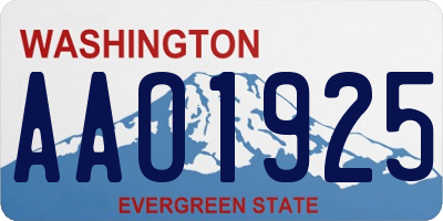 WA license plate AAO1925