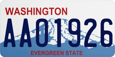 WA license plate AAO1926