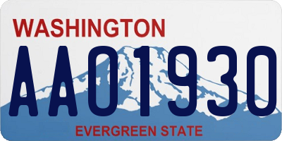 WA license plate AAO1930