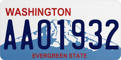 WA license plate AAO1932
