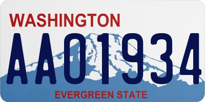 WA license plate AAO1934