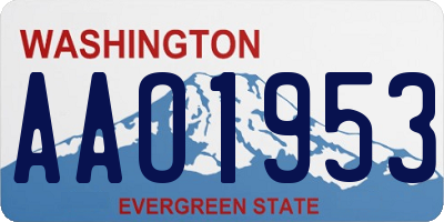 WA license plate AAO1953