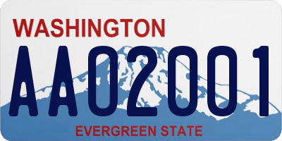 WA license plate AAO2001