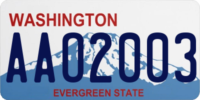 WA license plate AAO2003