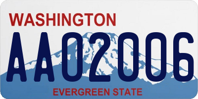 WA license plate AAO2006