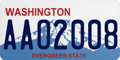 WA license plate AAO2008