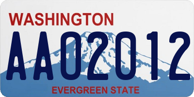 WA license plate AAO2012