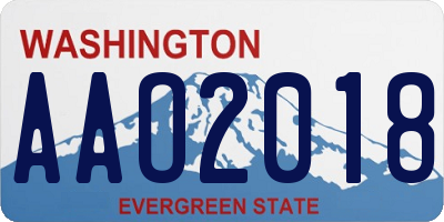 WA license plate AAO2018