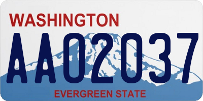 WA license plate AAO2037