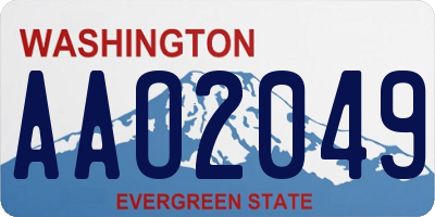 WA license plate AAO2049