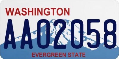 WA license plate AAO2058