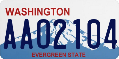 WA license plate AAO2104
