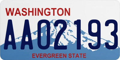 WA license plate AAO2193