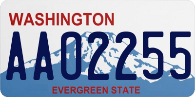WA license plate AAO2255