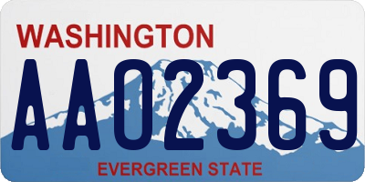 WA license plate AAO2369