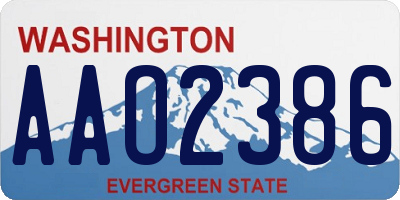 WA license plate AAO2386