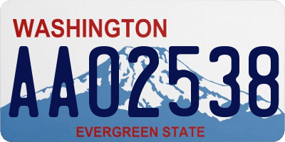 WA license plate AAO2538