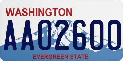 WA license plate AAO2600