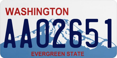WA license plate AAO2651