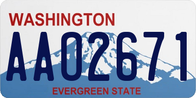 WA license plate AAO2671