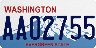 WA license plate AAO2755
