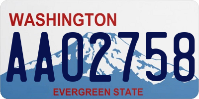 WA license plate AAO2758