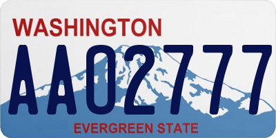 WA license plate AAO2777