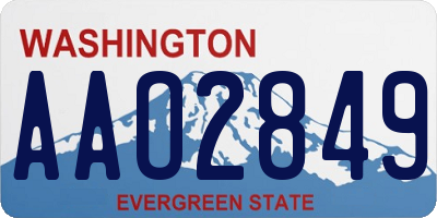 WA license plate AAO2849