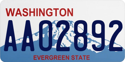 WA license plate AAO2892