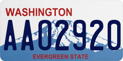 WA license plate AAO2920