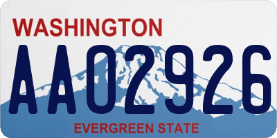 WA license plate AAO2926