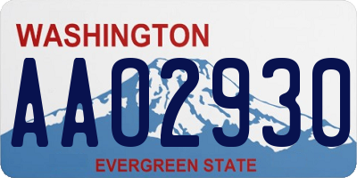 WA license plate AAO2930