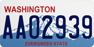 WA license plate AAO2939