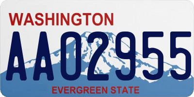 WA license plate AAO2955