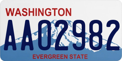 WA license plate AAO2982
