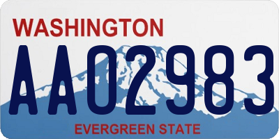 WA license plate AAO2983