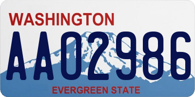 WA license plate AAO2986