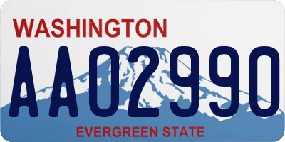 WA license plate AAO2990